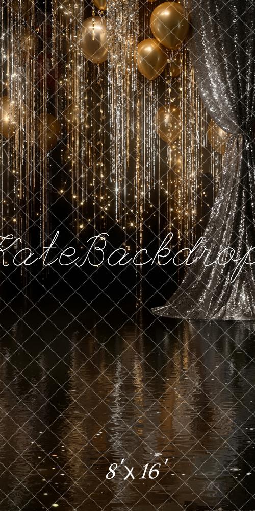Kate Sweep Gold Balloons Glitter Streamers Backdrop Designed by Emstselch - Image 2