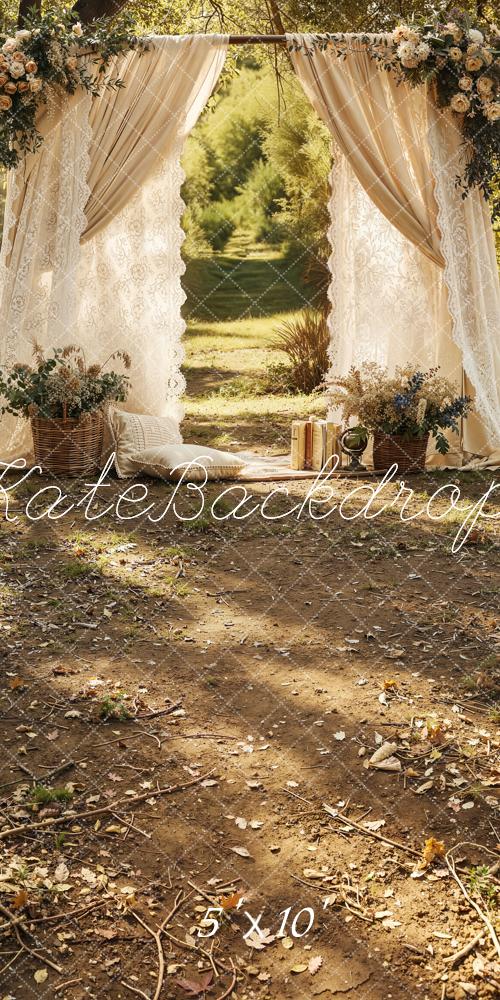 Kate Sweep Wedding Arch Lace Curtains Backdrop Designed by Emetselch
