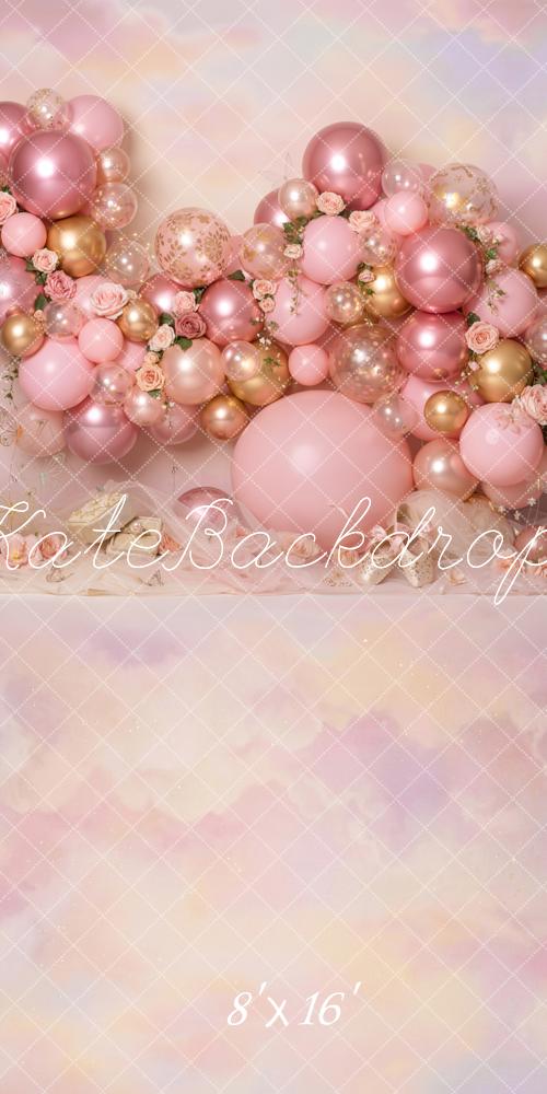 Kate Sweep Pink Balloons Pastel Clouds Backdrop Designed by Emetselch - Image 2