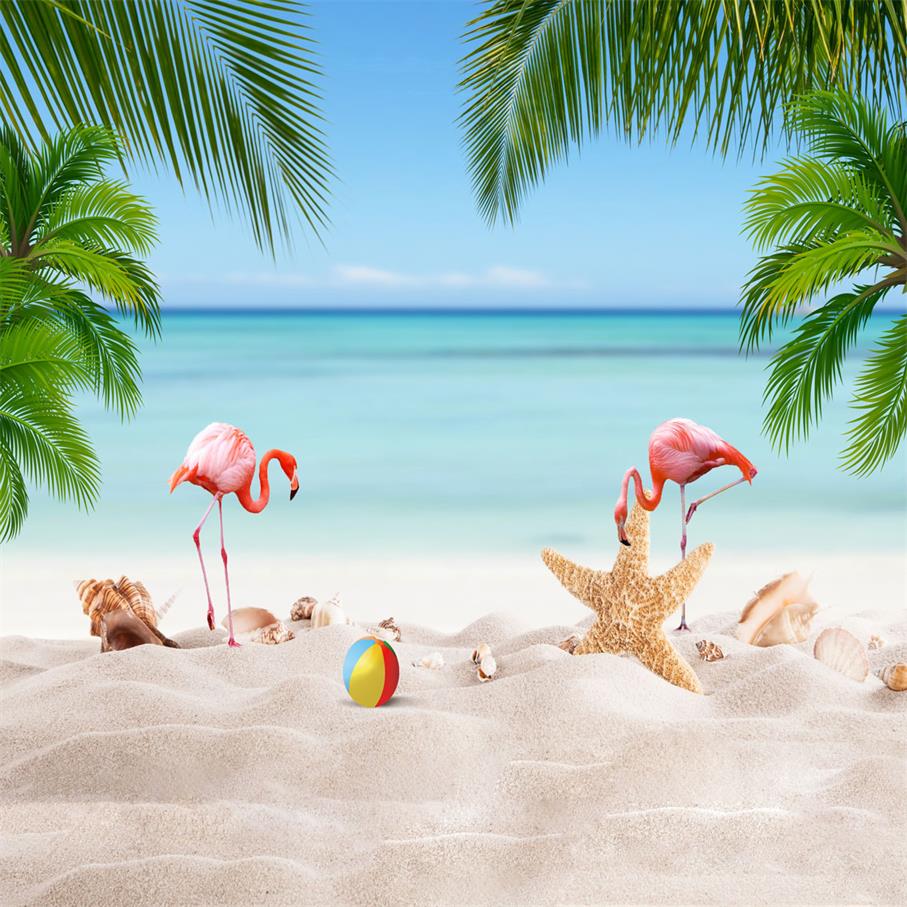 Kate Summer Beach Flamingo Backdrop for Photography - Image 2