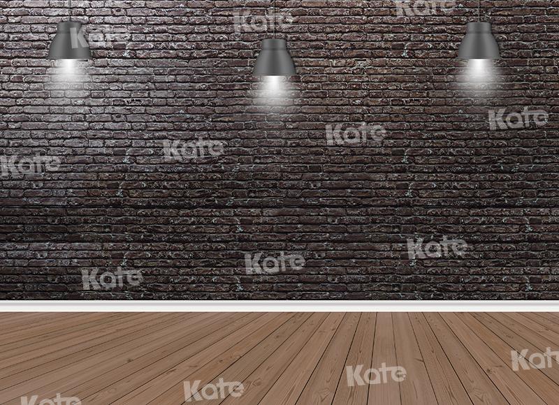 Kate Brick Wall Lights Wood Floor Backdrop for Photography