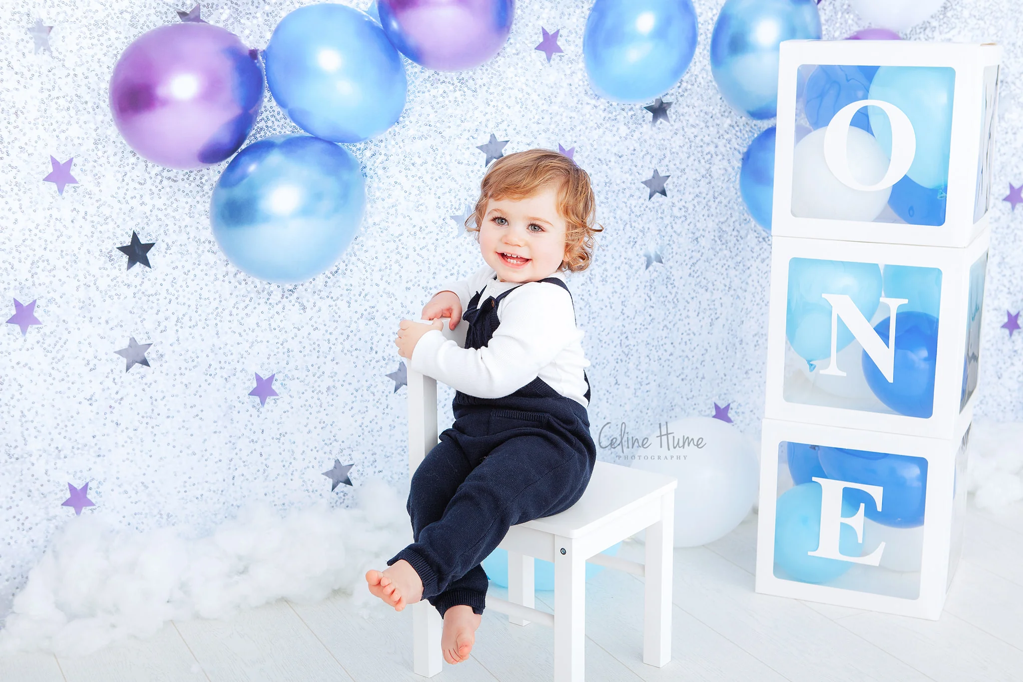 Kate Cake Smash Star Blue Balloons Backdrop Designed by Emetselch