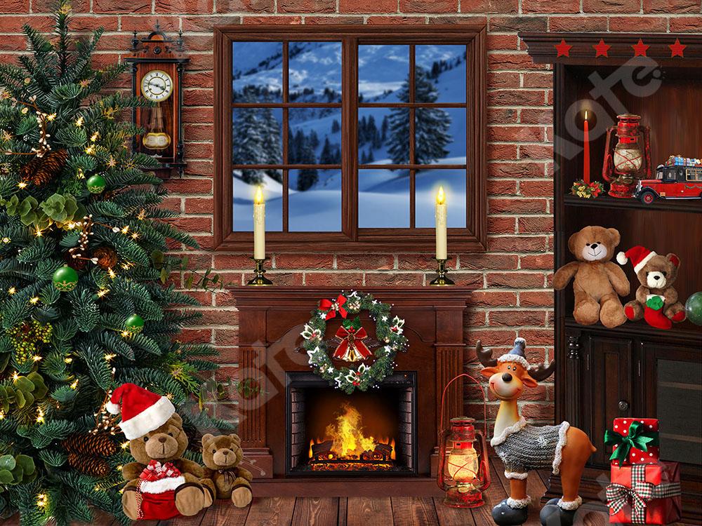 Kate Christmas Room with Fireplace Backdrop Designed by Emetselch