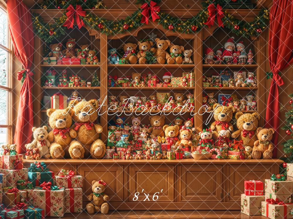 Kate Christmas Teddy Bears Cabinet Fleece Backdrop Designed by Emetselch - Image 3