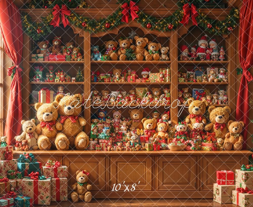 Kate Christmas Teddy Bears Cabinet Fleece Backdrop Designed by Emetselch - Image 4