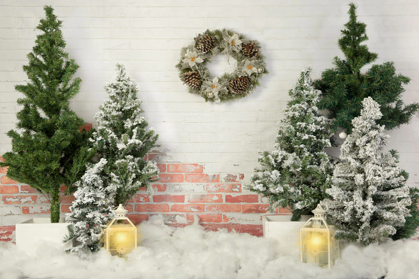 Kate Christmas Tree Backdrop Lights Brick Wall Designed by Emetselch - Image 4