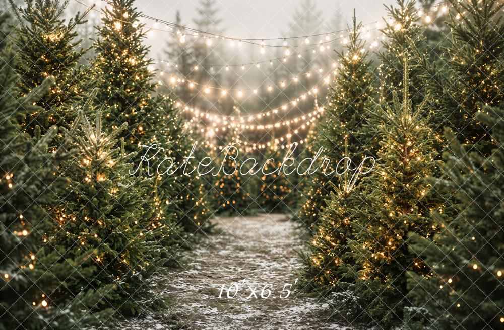 Kate Christmas Tree Path Fairy Lights Fleece Backdrop Designed by Emetselch - Image 2