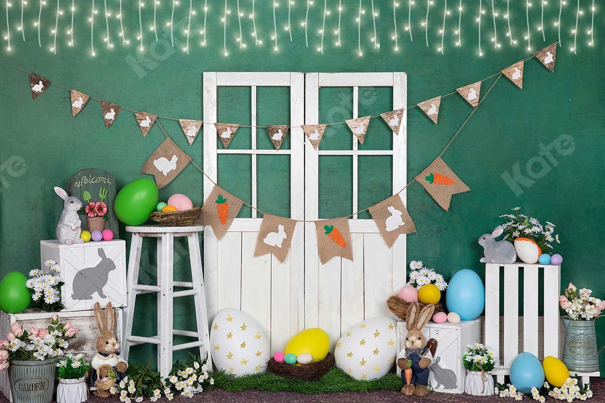 Kate Easter Egg Bunny Lantern White Door Green Backdrop Designed by Emetselch