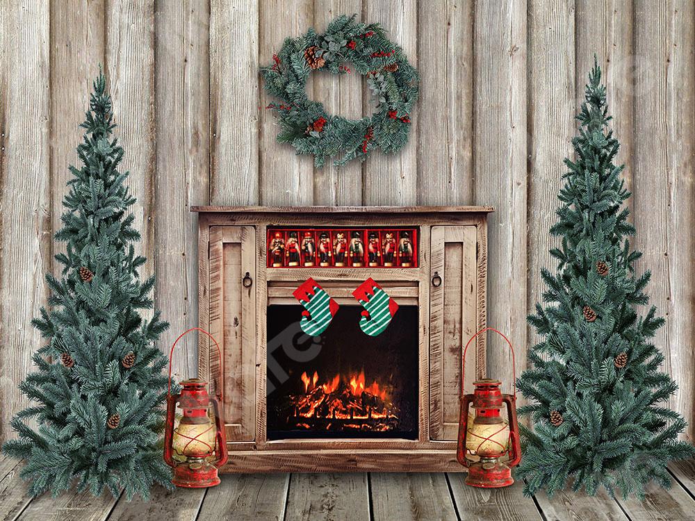 Kate Christmas Backdrop Fireplace Wood Designed by Emetselch