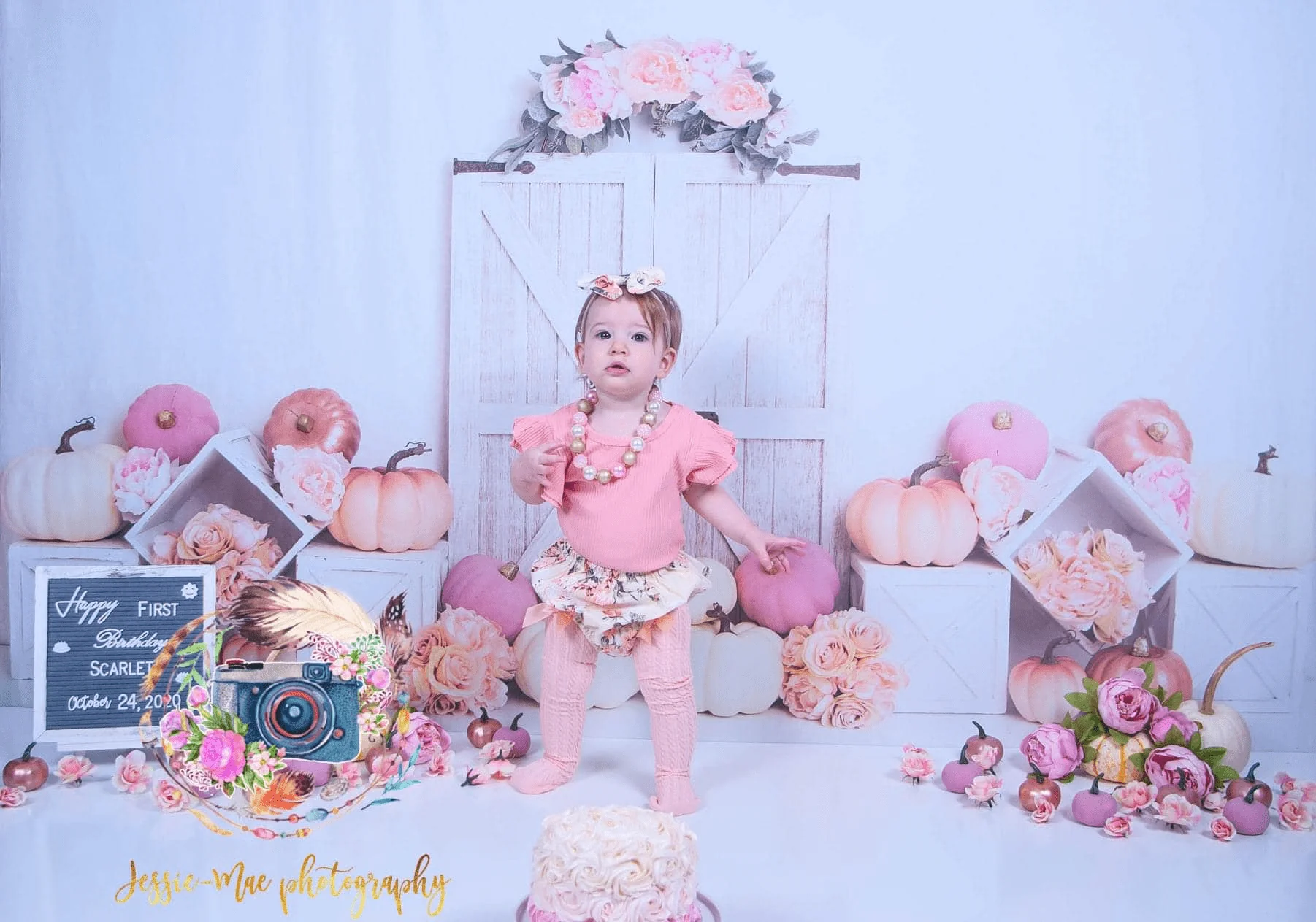 Kate Floral Pumpkin Doors Backdrop Designed by Lisa B