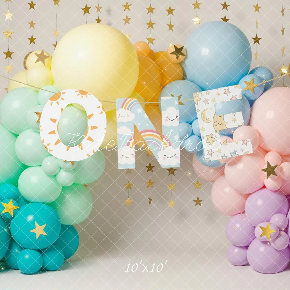 Kate 1st Birthday Balloon Arch Gold Stars Backdrop Designed by Emetselch - Image 7