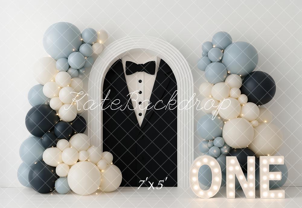 Kate 1st Birthday Tuxedo Balloon Arch Backdrop Designed by Ashley Paul