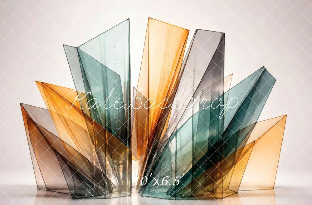 Kate Abstract Amber Teal Panels Fleece Backdrop Designed by Vertigo Productions - Image 2