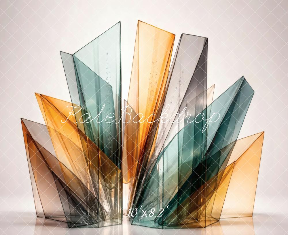 Kate Abstract Amber Teal Panels Fleece Backdrop Designed by Vertigo Productions - Image 3