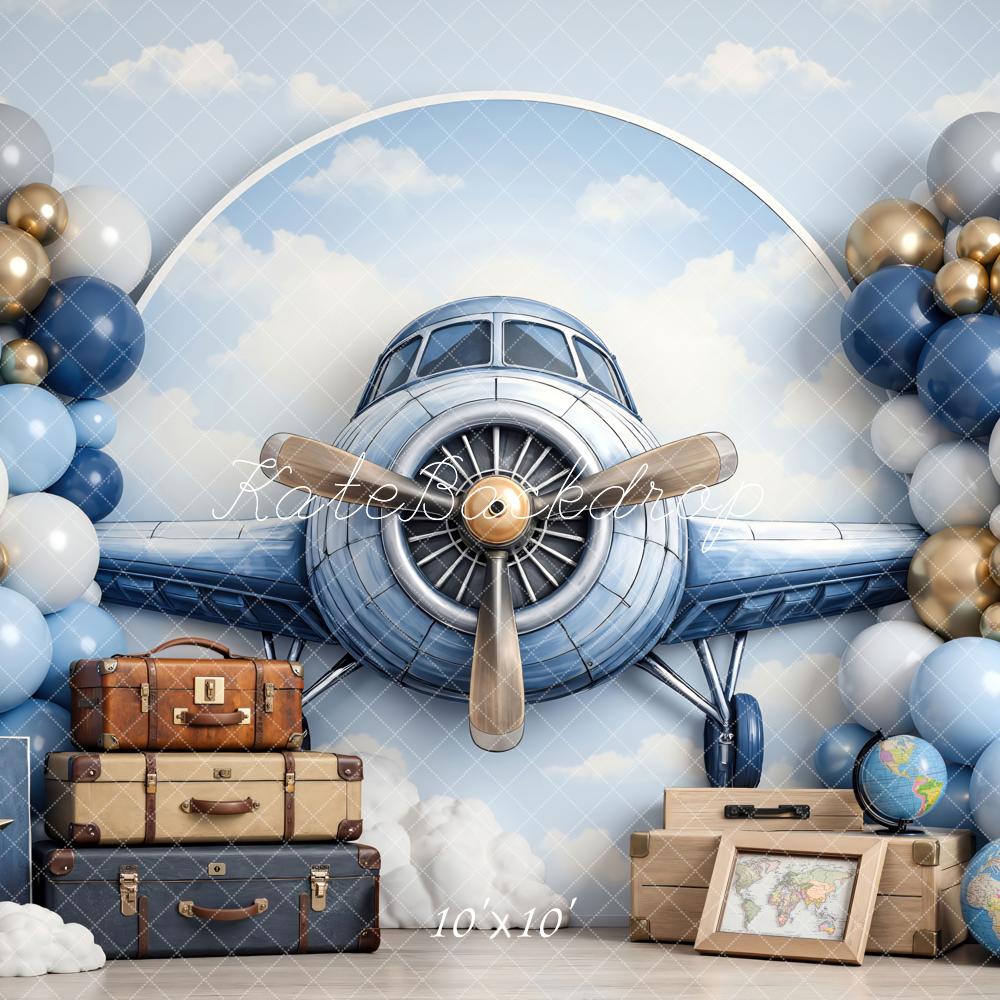 Kate Aeroplane Balloons Suitcases Clouds Backdrop Designed by Mini MakeBelieve - Image 7