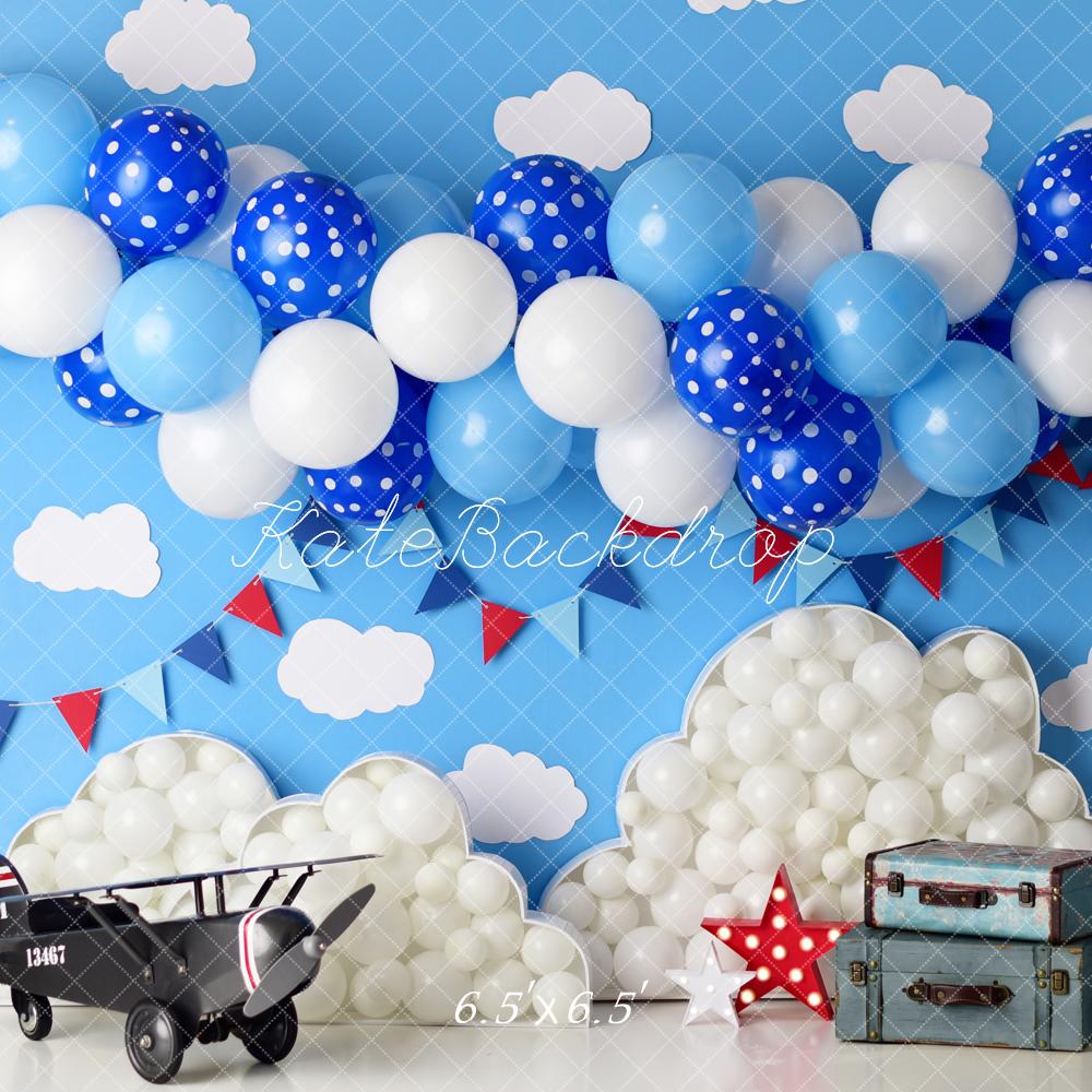 Kate Aeroplane Clouds Balloons Suitcases Backdrop Designed by Mandy Ringe Photography - Image 2