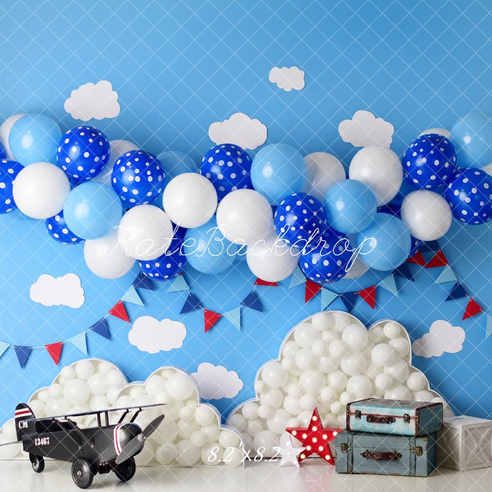 Kate Aeroplane Clouds Balloons Suitcases Backdrop Designed by Mandy Ringe Photography - Image 5
