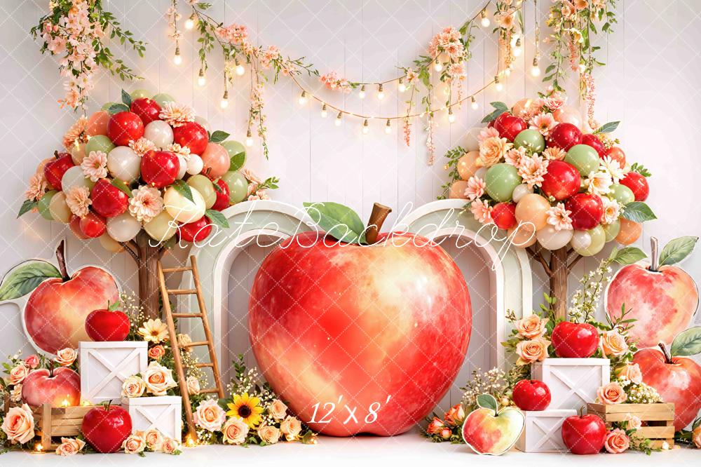 Kate Apple Peach Balloons Flowers Backdrop Designed by Mini MakeBelieve - Image 8