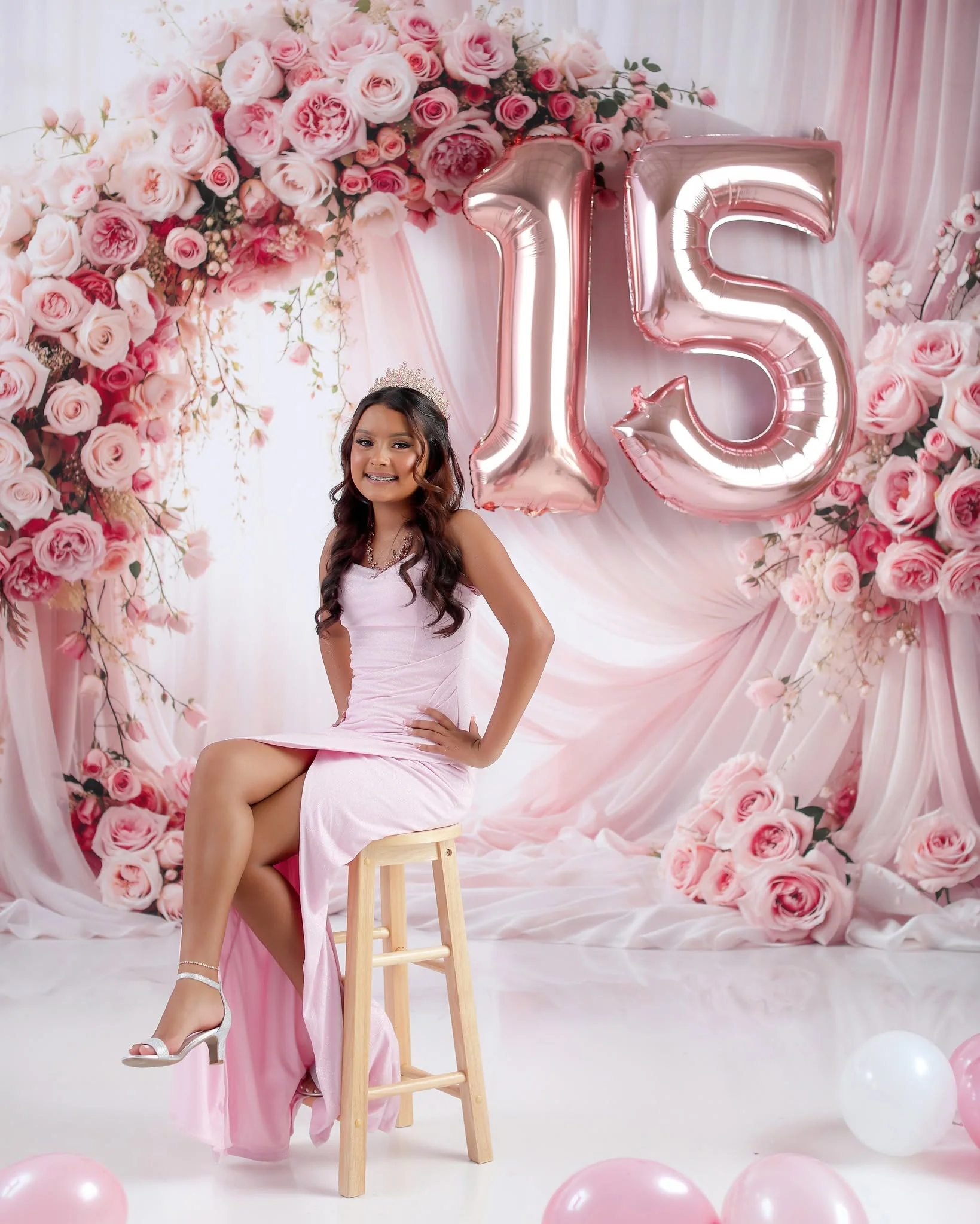 Kate Spring Pink Roses Arch Curtains Backdrop Designed by Emetselch - Image 4