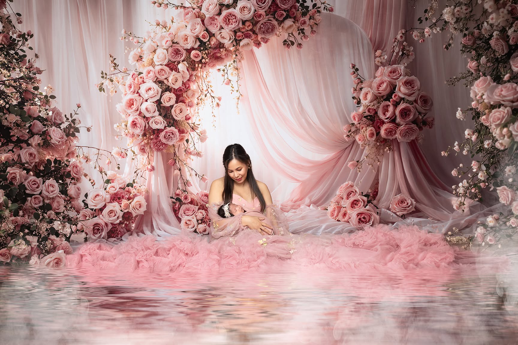 Kate Spring Pink Roses Arch Curtains Backdrop Designed by Emetselch - Image 5