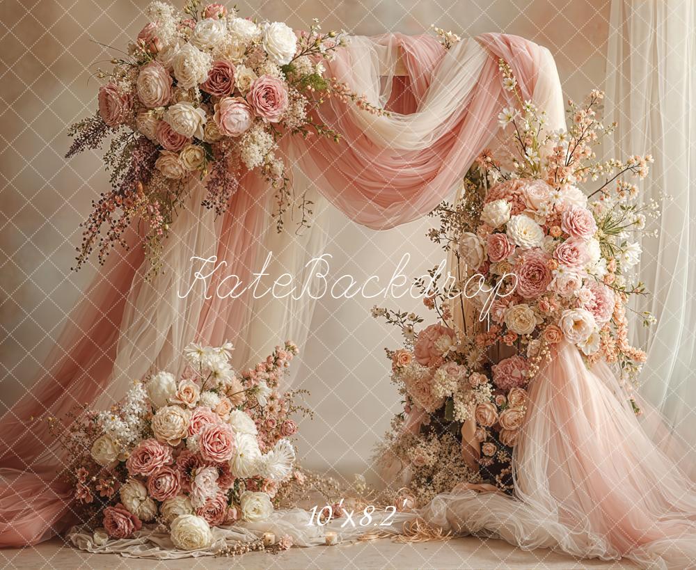 Kate Fine Art Arch Pink Roses Drapes Fleece Backdrop Designed by Emetselch - Image 3