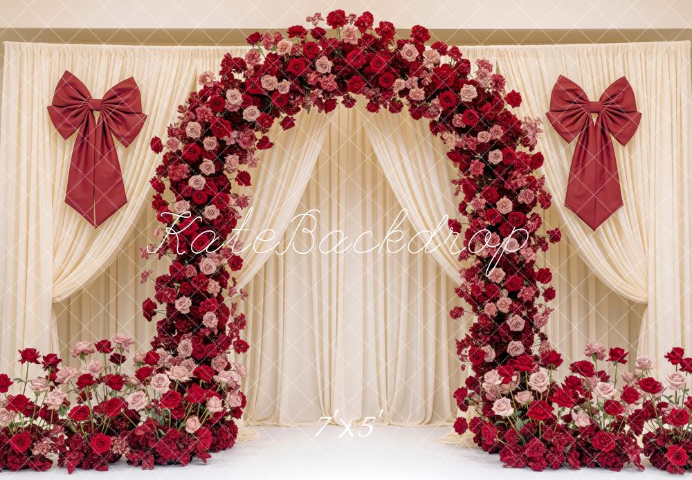 Kate Red Roses Arch Cream Drapes Backdrop Designed by Patty Robert