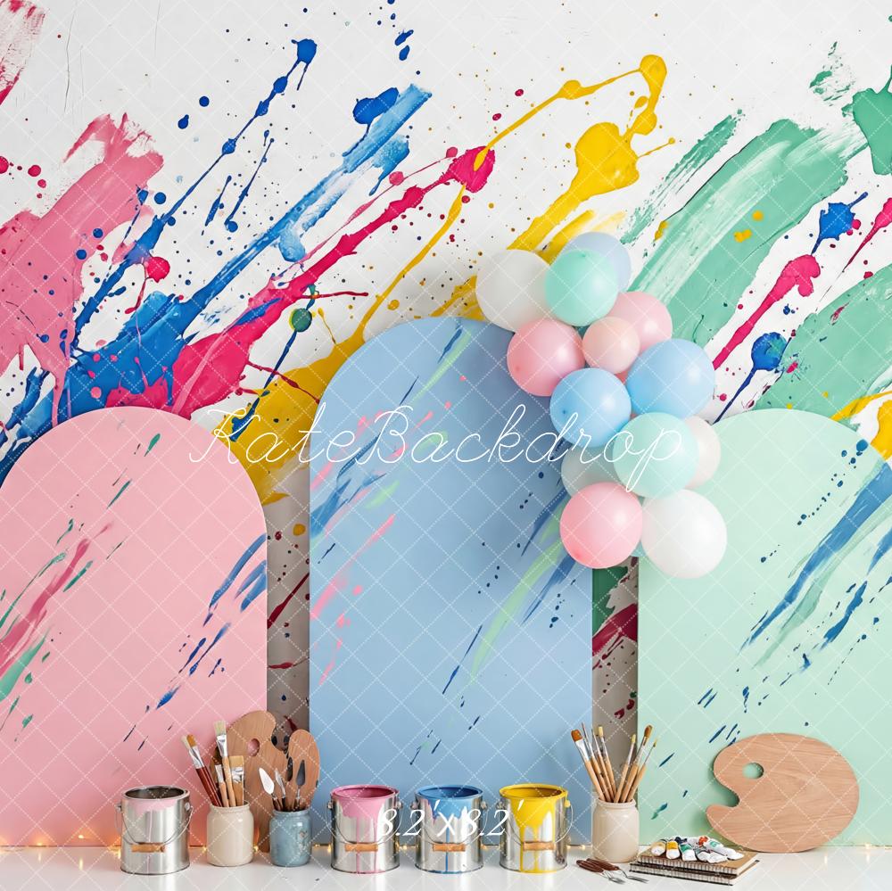 Kate Art Studio Paint Splatter Pastel Arches Backdrop Designed by Patty Robert - Image 5