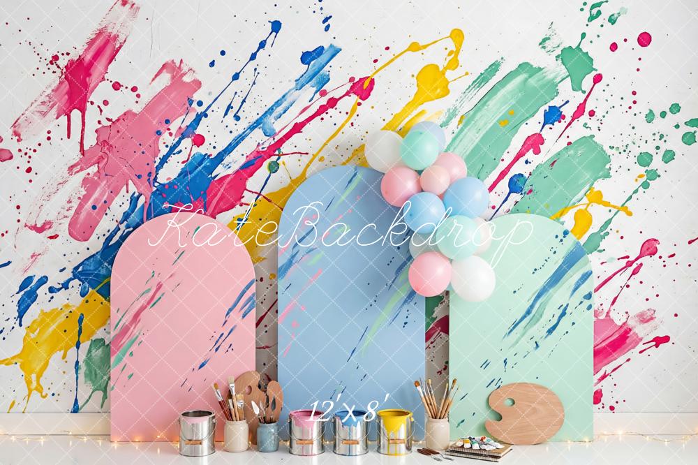 Kate Art Studio Paint Splatter Pastel Arches Backdrop Designed by Patty Robert - Image 8
