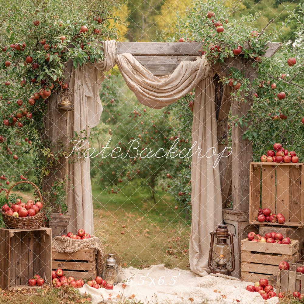 Kate Autumn Apple Arch Wooden Crates Backdrop Designed by Emetselch - Image 2