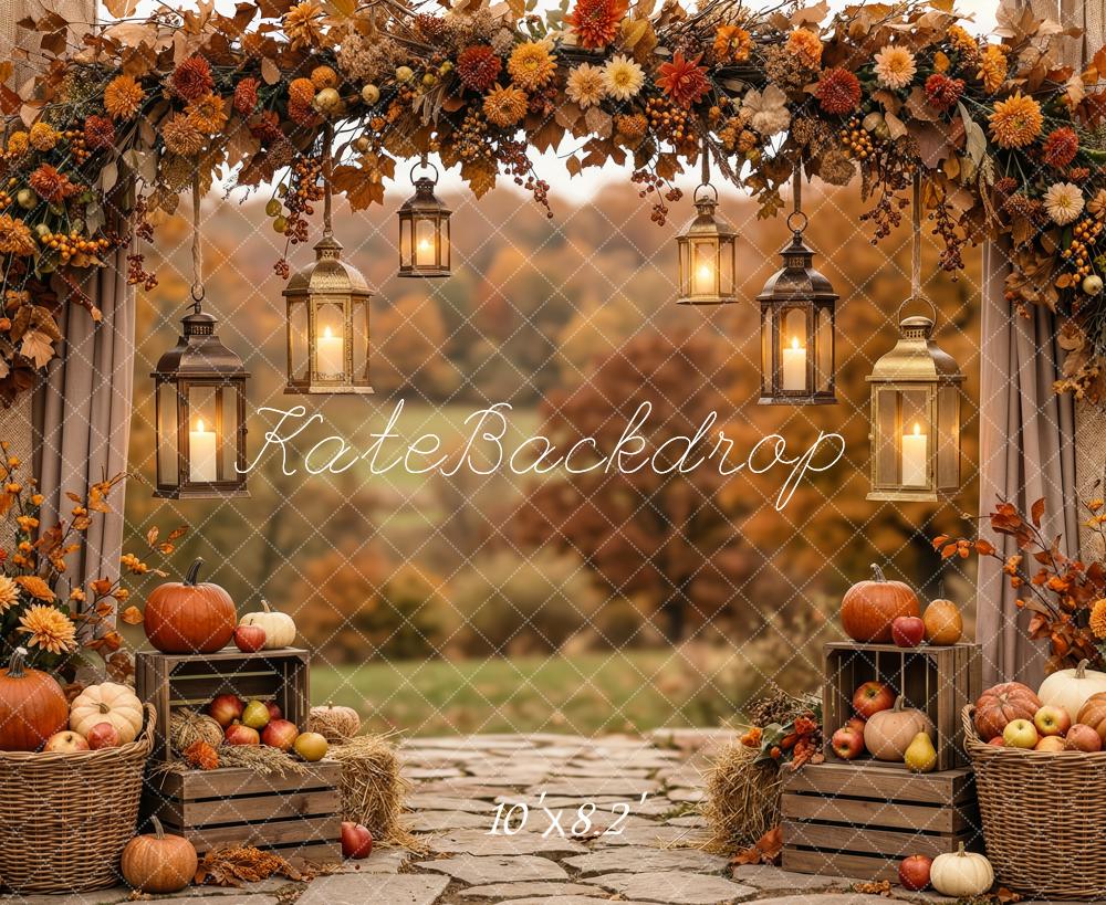 Kate Autumn Arch Pumpkins Lanterns Crates Backdrop Designed by Patty Robert - Image 12