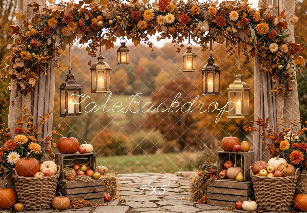 Kate Autumn Arch Pumpkins Lanterns Crates Backdrop Designed by Patty Robert - Image 2