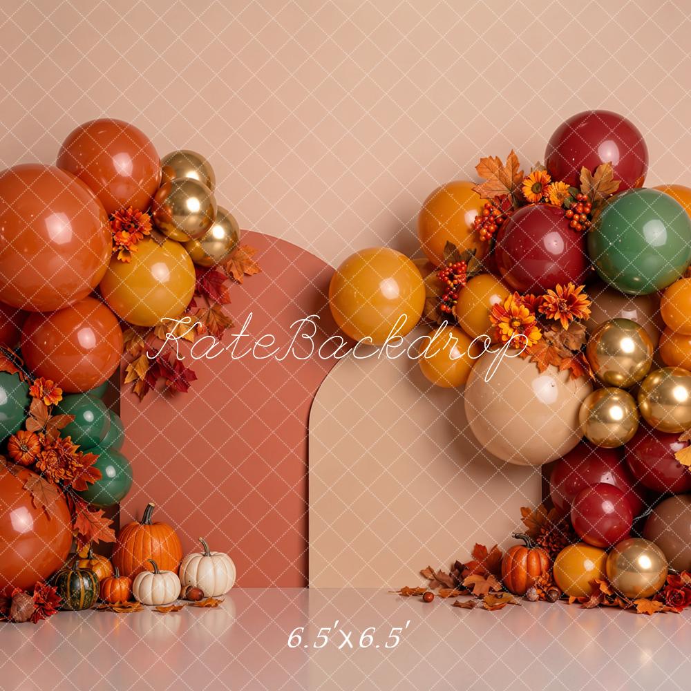 Kate Autumn Balloons Pumpkins Arch Backdrop Designed by Emetselch - Image 2