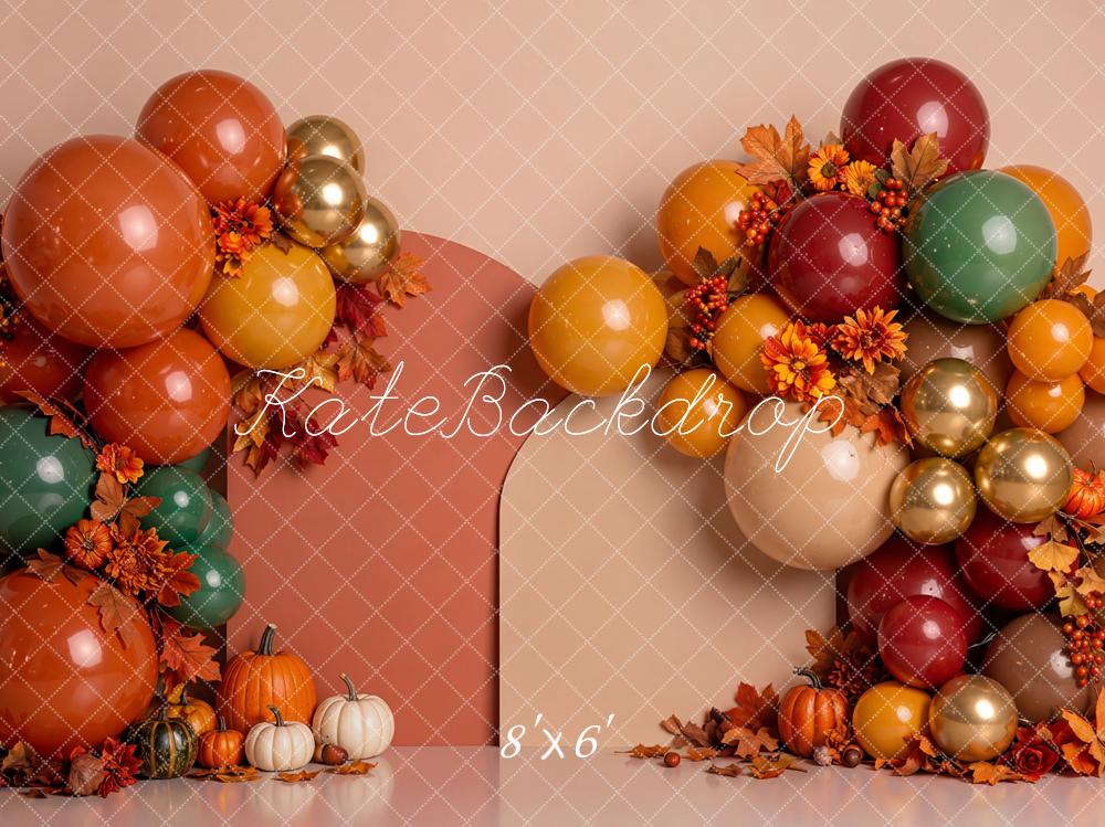 Kate Autumn Balloons Pumpkins Arch Backdrop Designed by Emetselch - Image 3