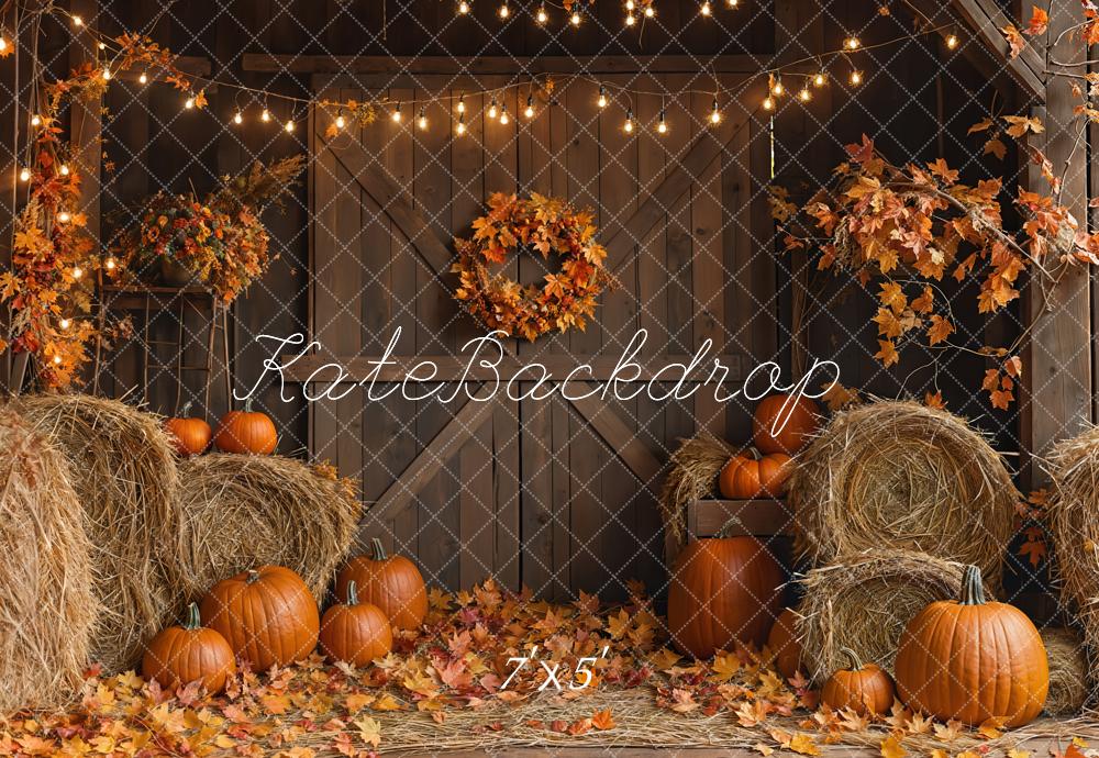Kate Autumn Barn Door Hay Bale Backdrop Designed by Emetselch