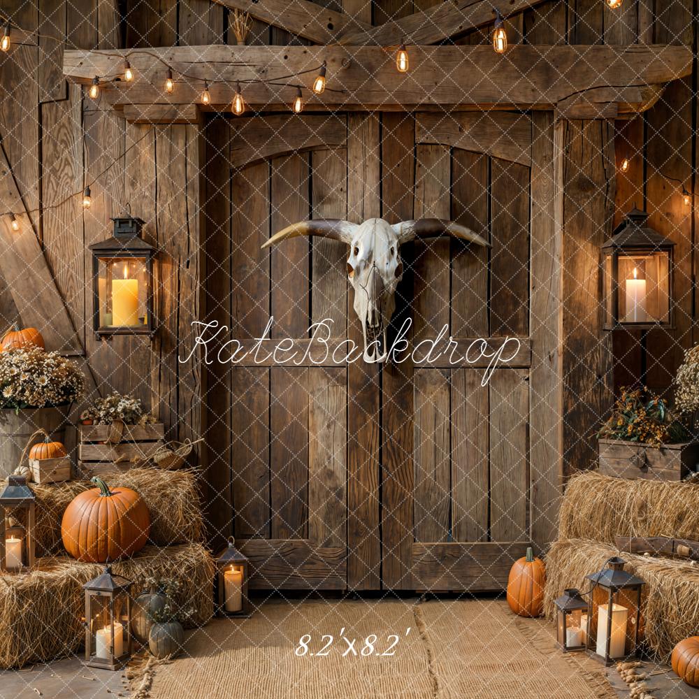 Kate Autumn Barn Pumpkins Hay Backdrop Designed by Emetselch - Image 5