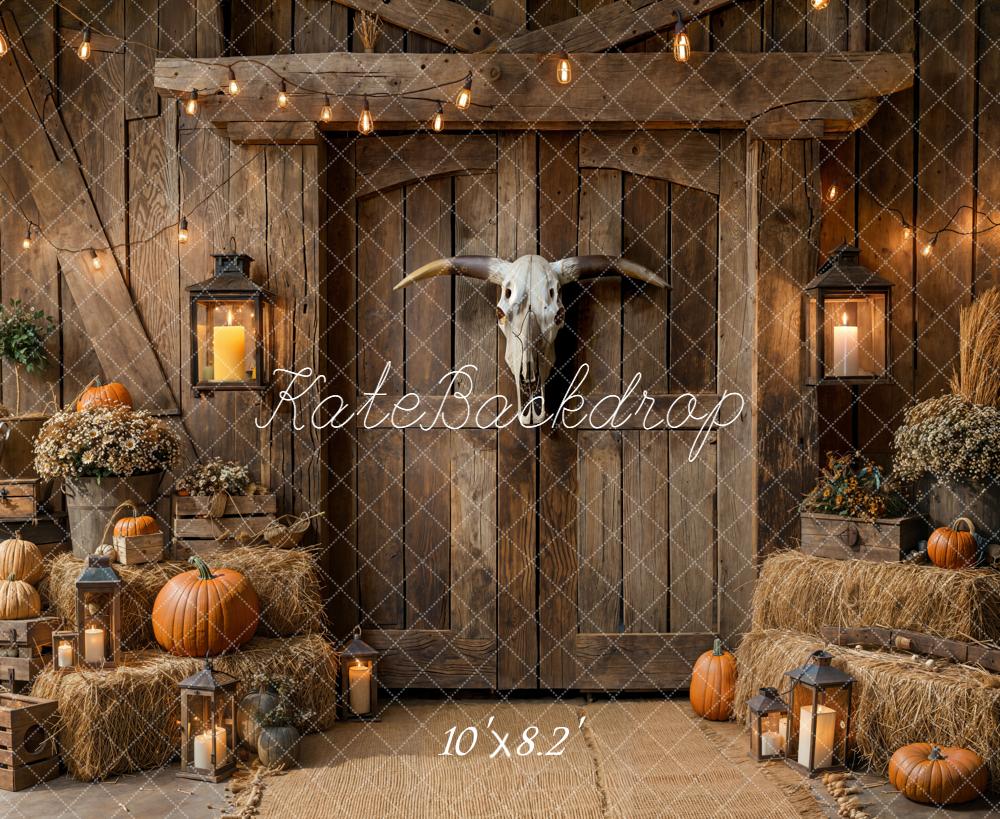 Kate Autumn Barn Pumpkins Hay Backdrop Designed by Emetselch - Image 6