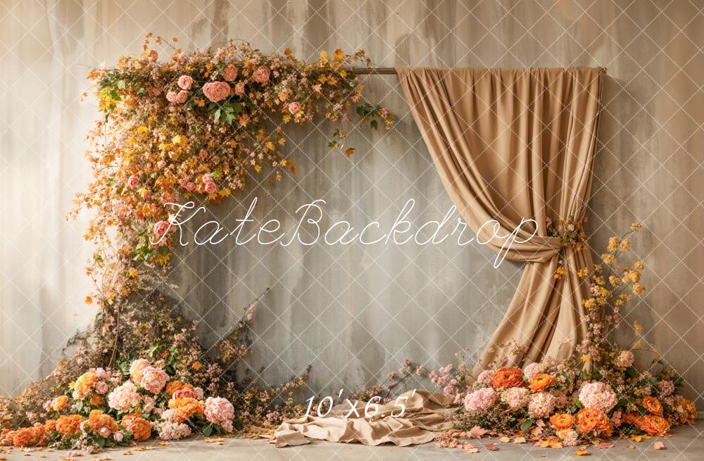 Kate Autumn Flower Arch Apricot Curtains Backdrop Designed by Emetselch - Image 4