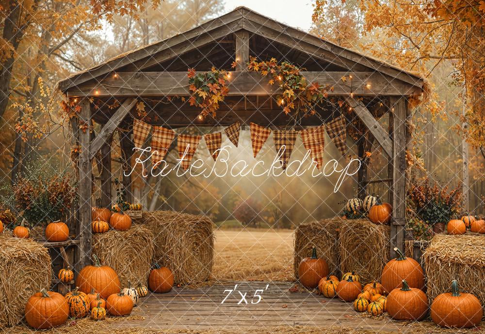 Kate Autumn Pumpkin Hay Bale Farm Backdrop Designed by Emetselch