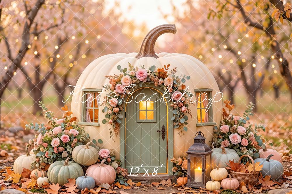 Kate Autumn Pumpkin House Floral Garland Fleece Backdrop Designed by Patty Robert - Image 4