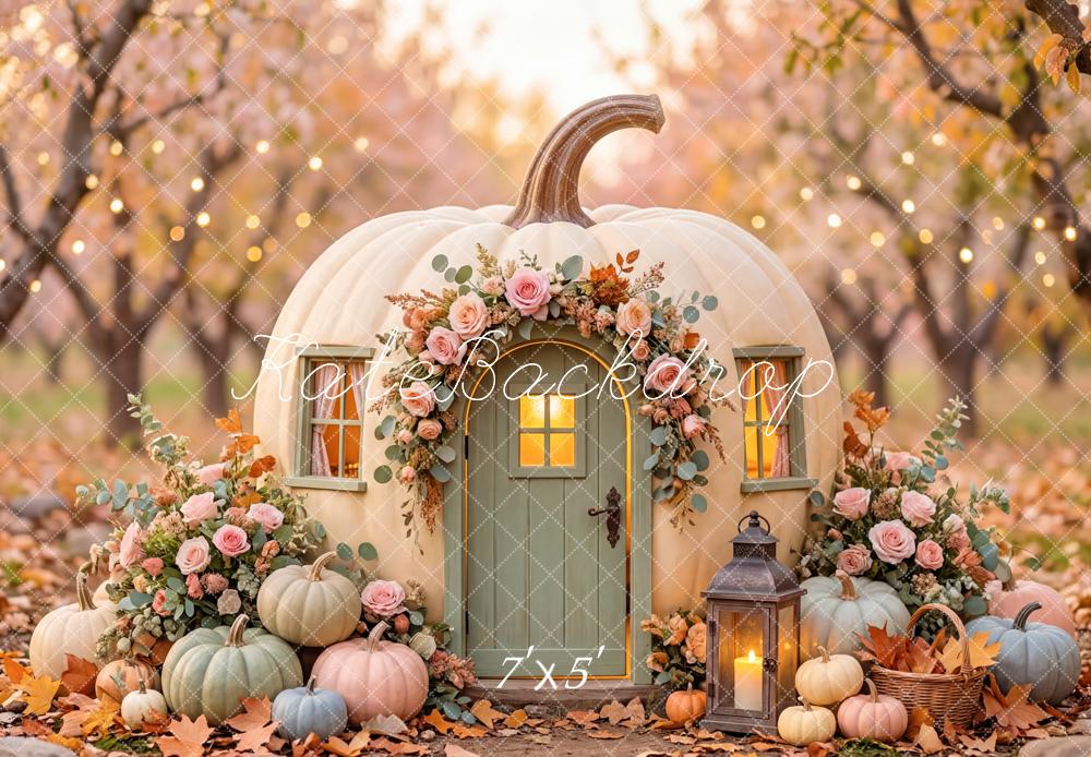 Kate Autumn Pumpkin House Flowers Lantern Backdrop Designed by Patty Robert