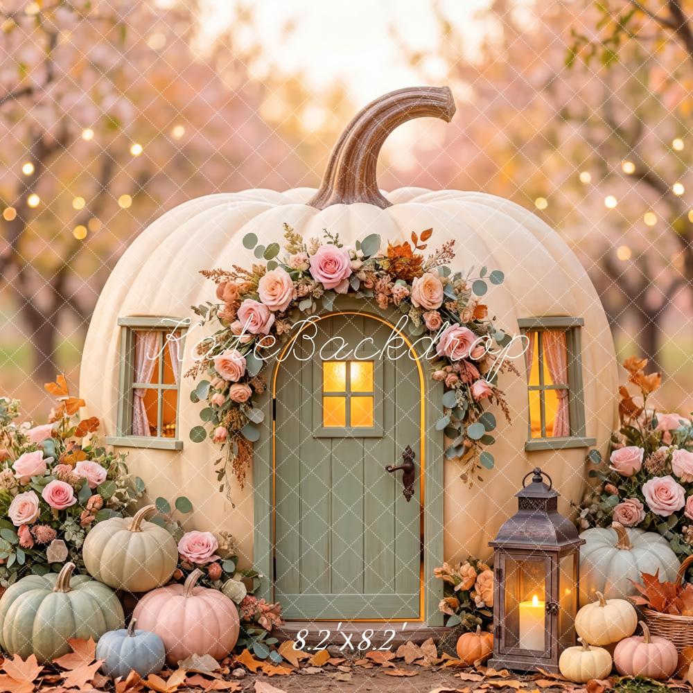 Kate Autumn Pumpkin House Flowers Lantern Backdrop Designed by Patty Robert - Image 5