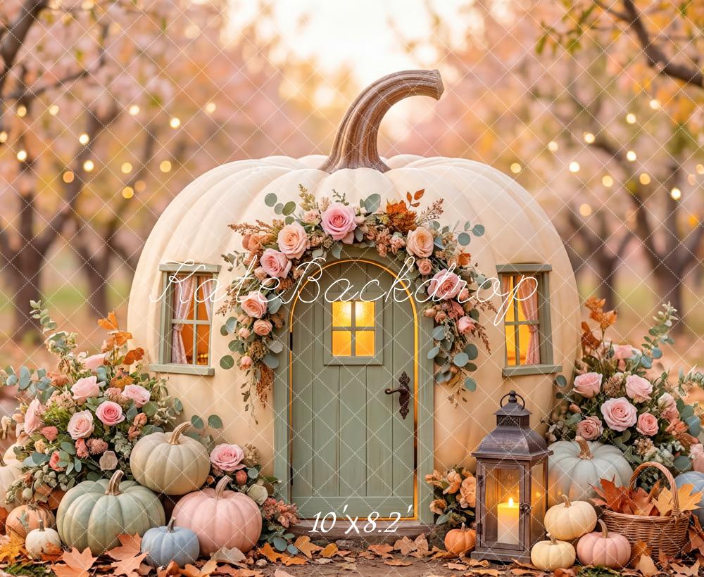 Kate Autumn Pumpkin House Flowers Lantern Backdrop Designed by Patty Robert - Image 6