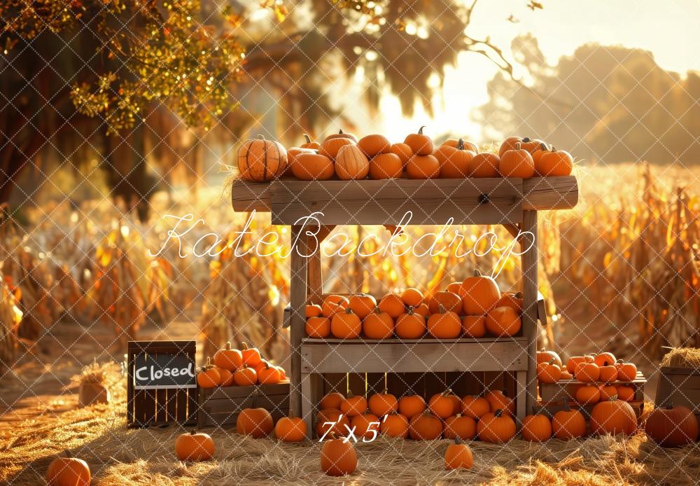 Kate Autumn Pumpkin Stand Harvest Field Backdrop Designed by Patty Robert