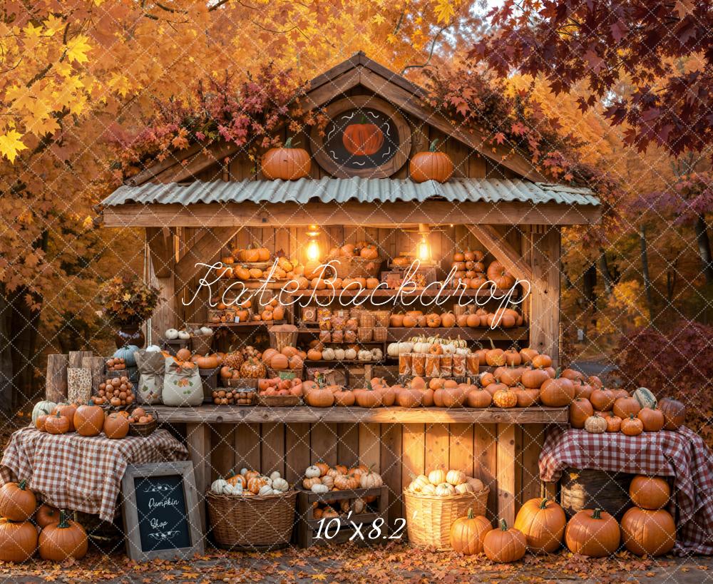 Kate Autumn Pumpkin Stand Rustic Market Backdrop Designed by Emetselch - Image 6