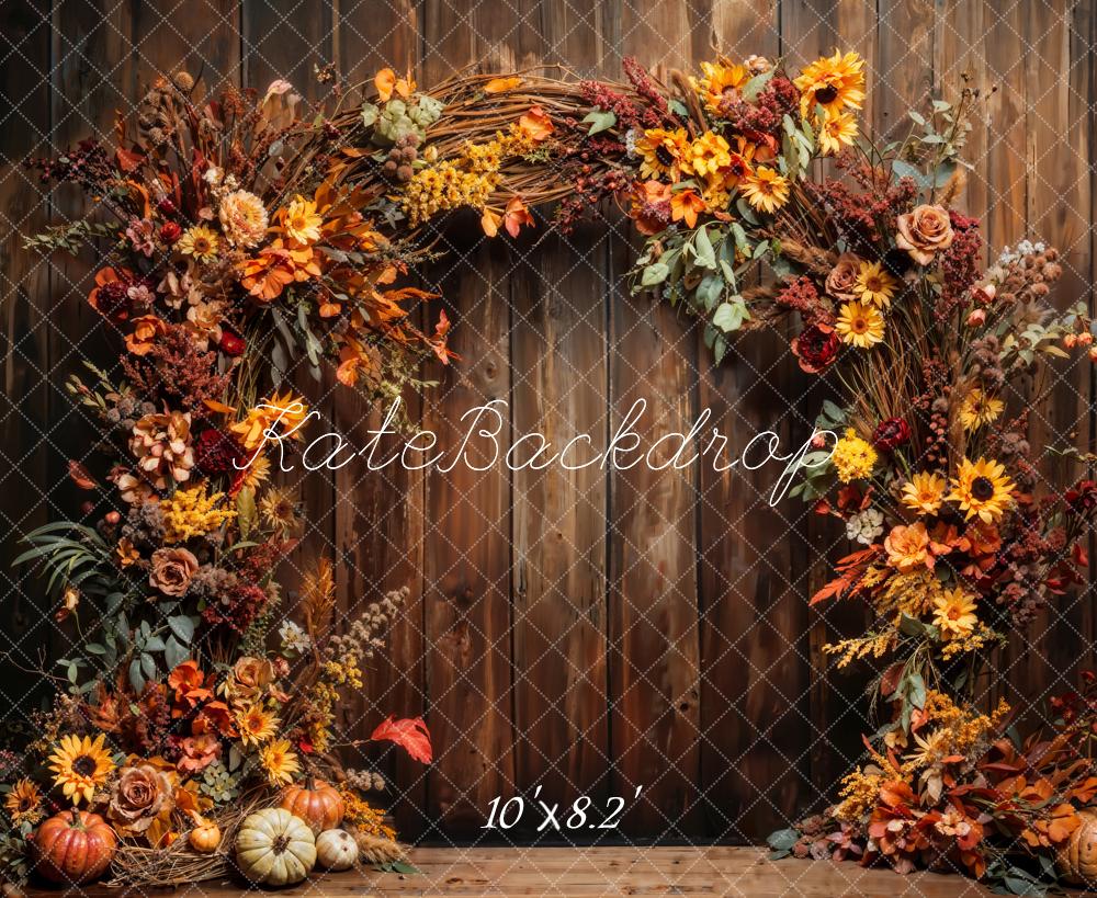 Kate Autumn Pumpkin Sunflower Arch Wall Backdrop Designed by Chain Photography - Image 5