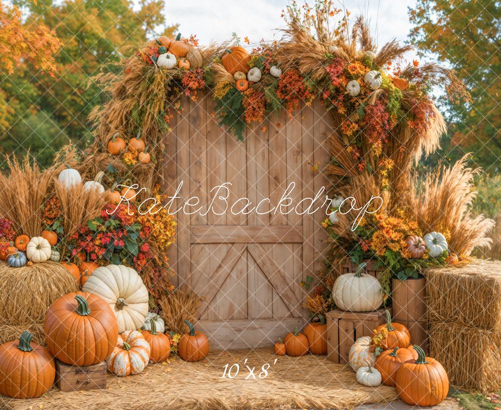 Kate Autumn Pumpkins Barn Door Backdrop Designed by Emetselch - Image 8