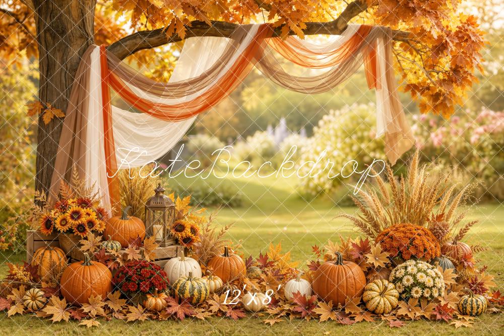 Kate Autumn Pumpkins Draped Tree Backdrop Designed by Emetselch - Image 8