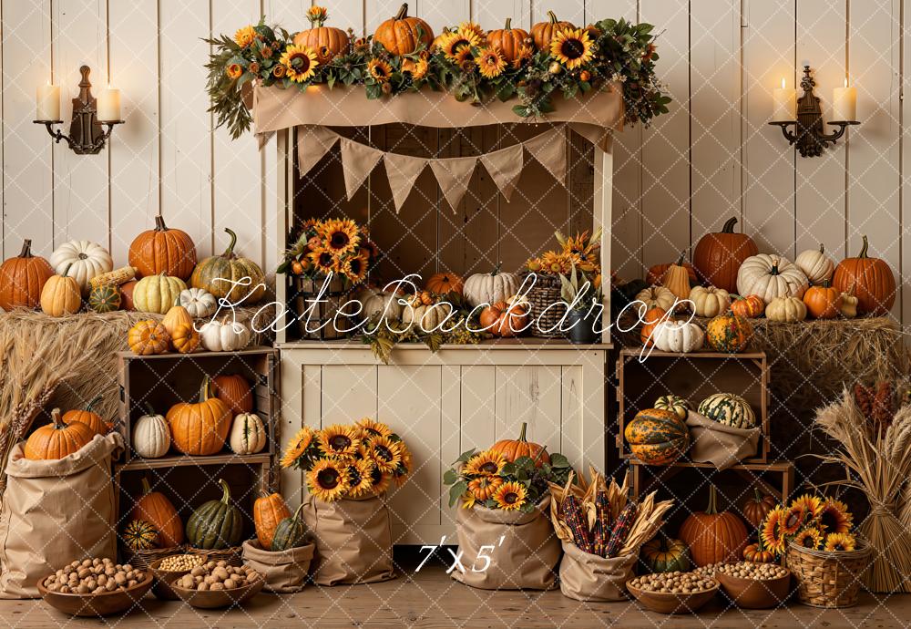 Kate Autumn Pumpkins Sunflowers Market Stall Backdrop Designed by Emetselch