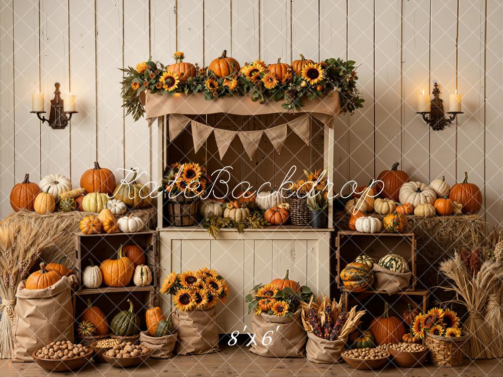 Kate Autumn Pumpkins Sunflowers Market Stall Backdrop Designed by Emetselch - Image 3