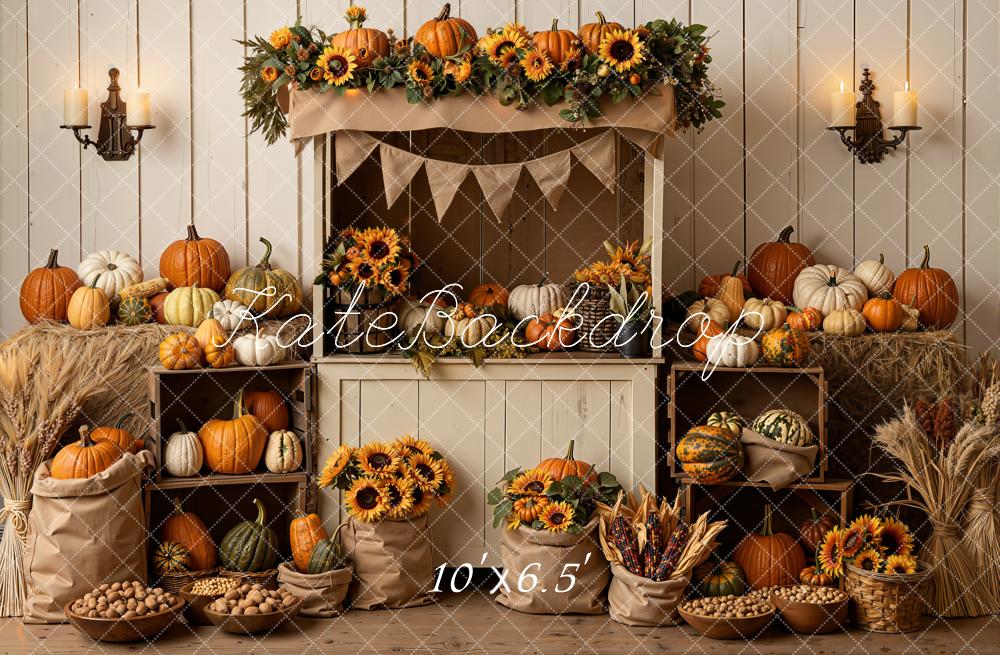 Kate Autumn Pumpkins Sunflowers Market Stall Backdrop Designed by Emetselch - Image 4